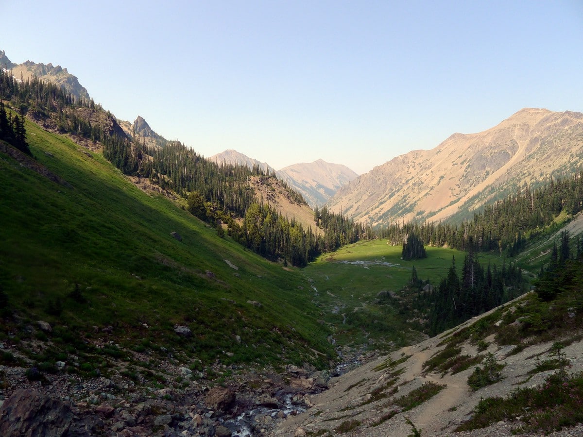 Looking back on the Royal Basin hike in Olympic National Park