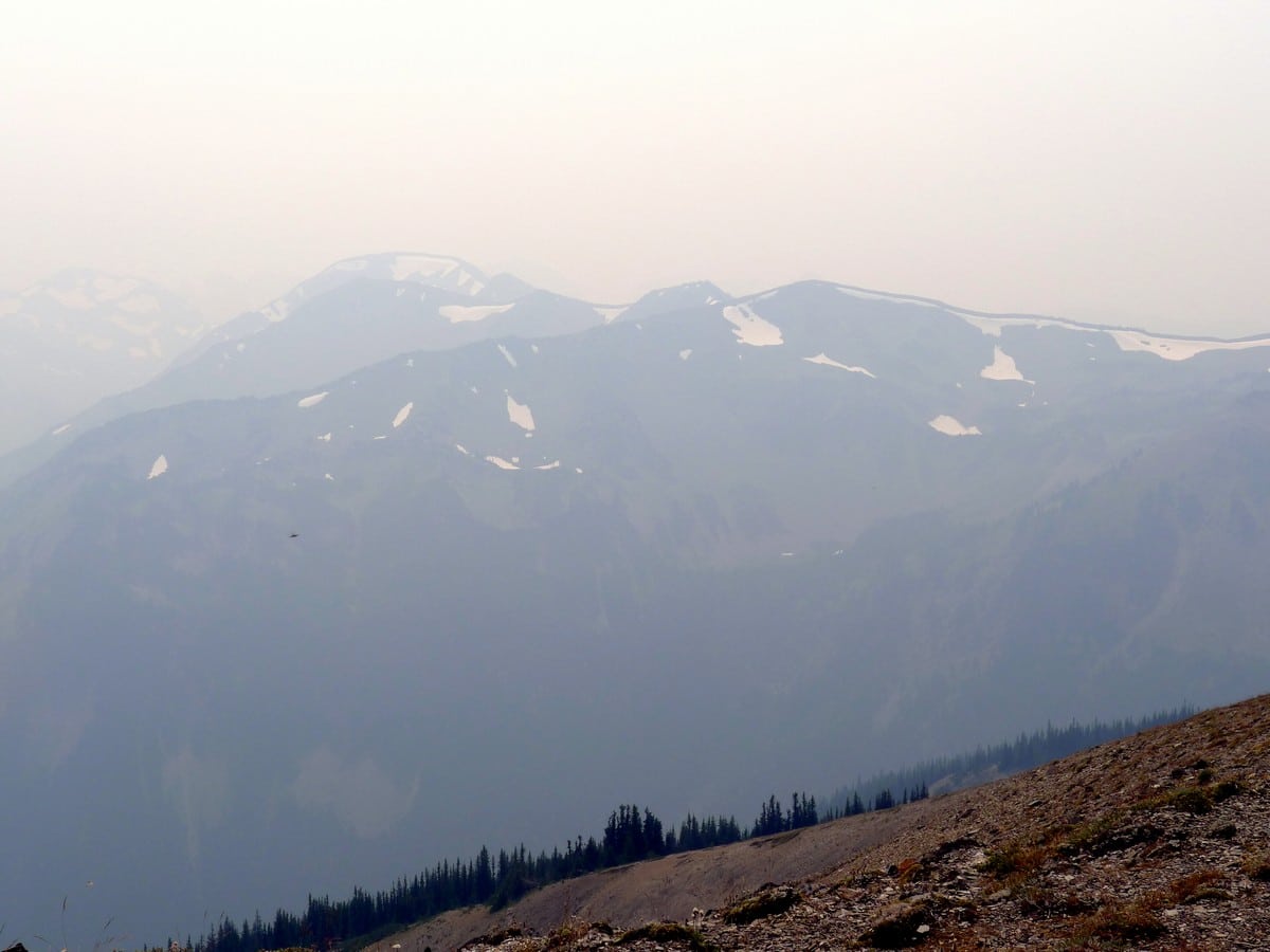 Hazy view across the valley on the Obstruction Point Hike in Olympic National Park, Washington