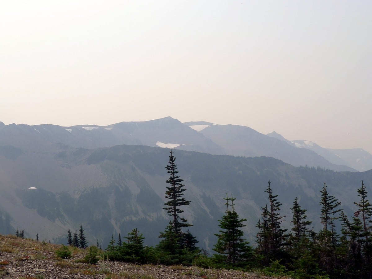 Hazy view of the Obstruction Point Hike in Olympic National Park, Washington