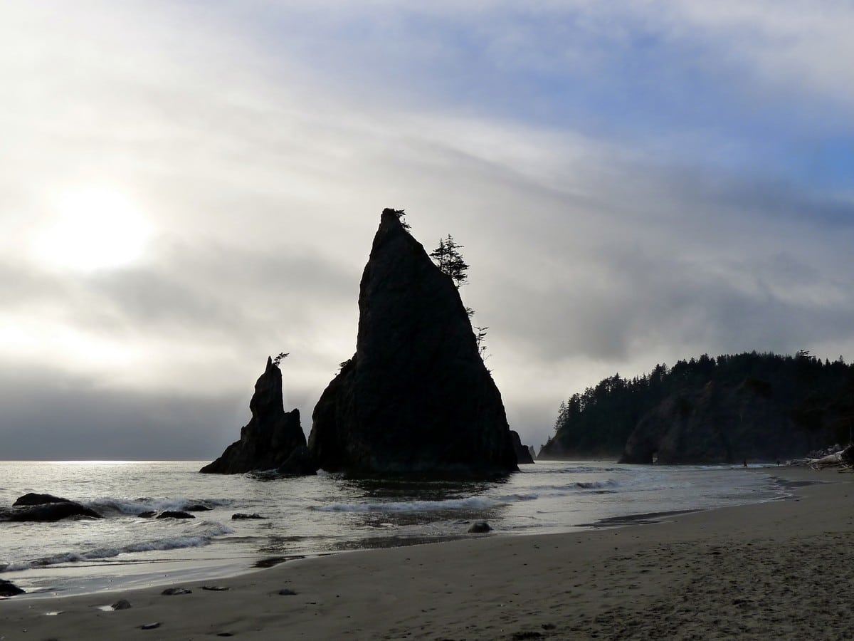 Massive boulders on the Hole in the Wall Hike in Olympic National Park