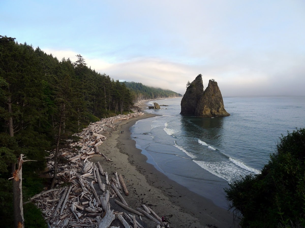 Looking down from above the Hole in the Wall trail in Olympic National Park