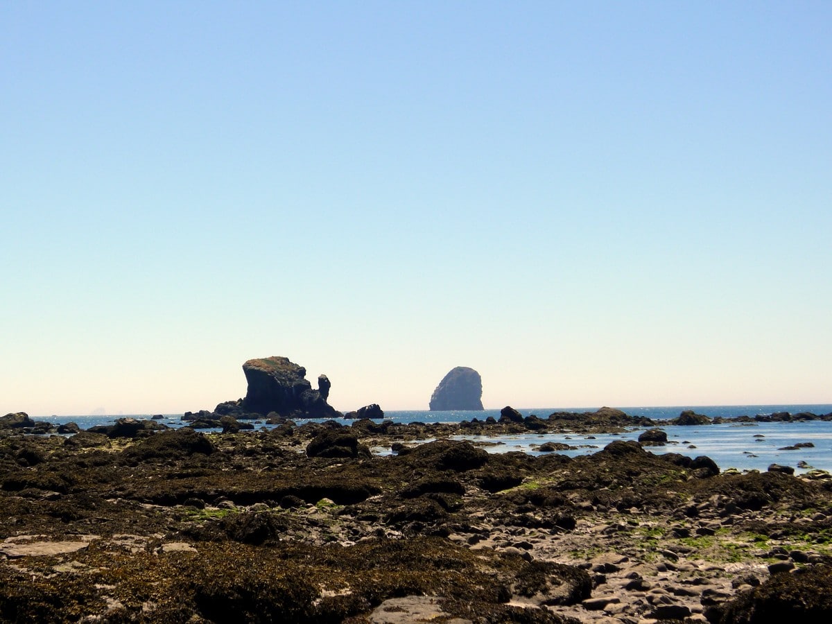 Intertidal zone with islands in the back on the Ozette Triangle Hike in Olympic National Park