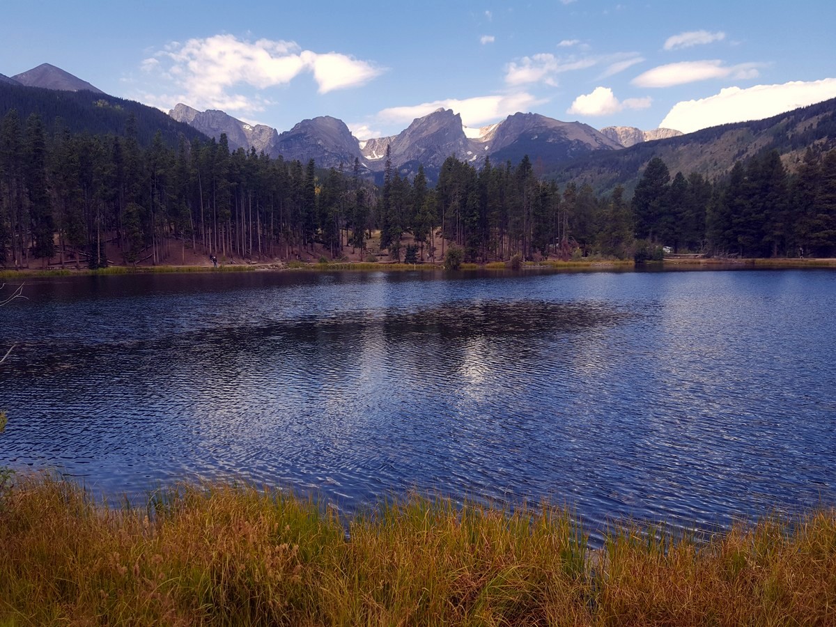 Hallett's Peaks and Flattop from the Sprague Lake Hike in Rocky Mountains National Park, Colorado
