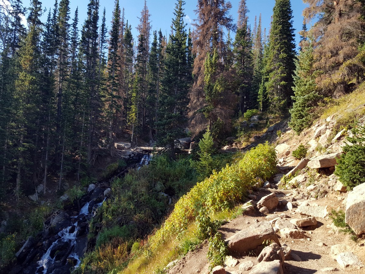 River near the trail on the Chasm Lake Hike in Rocky Mountains National Park, Colorado