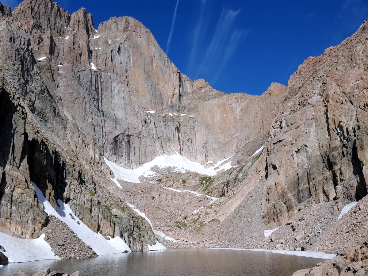 The view from the Chasm Lake Hike in Rocky Mountains National Park, Colorado