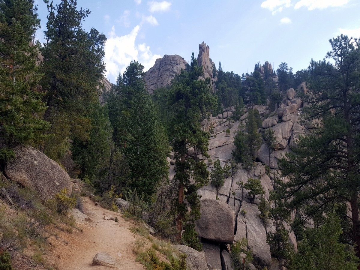 Rock formations along the Gem Lake and Balanced Rock Hike in Rocky Mountain National Park, Colorado