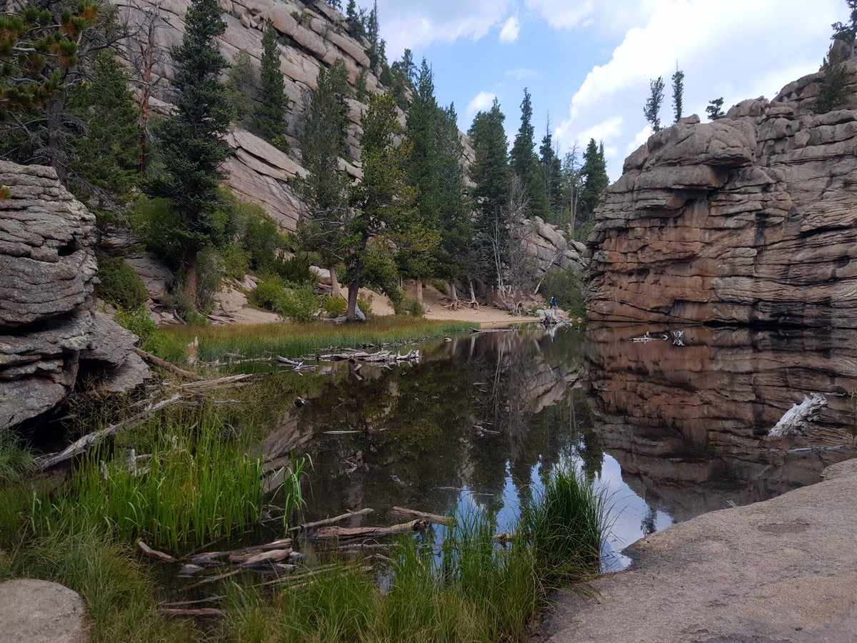 View from the east of the Gem Lake and Balanced Rock Hike in Rocky Mountain National Park, Colorado