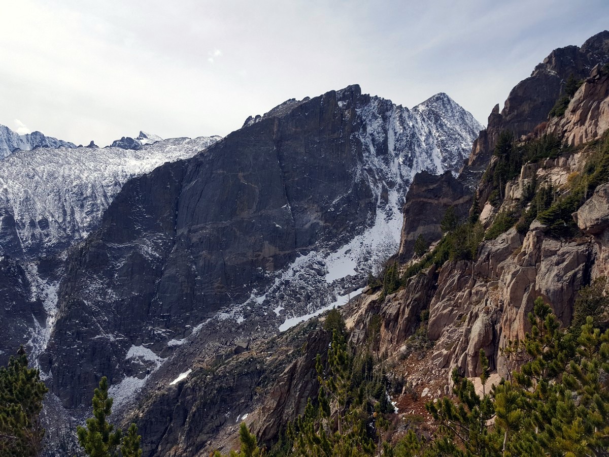 View from the Flattop Summit and Hallett Peak Hike in the Rocky Mountain National Park, Colorado