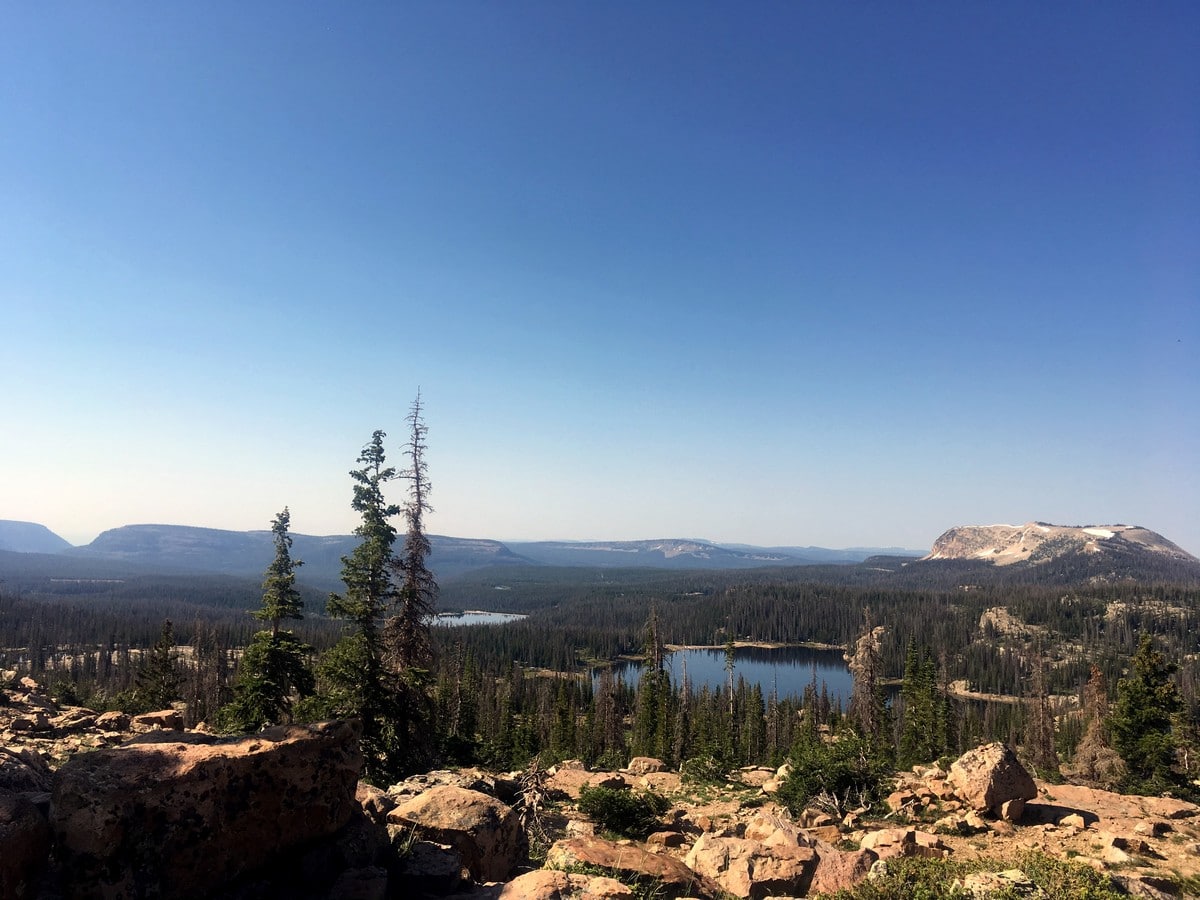Looking down to the valley on the Ibantik Lake hike in the Uinta Mountains, Utah
