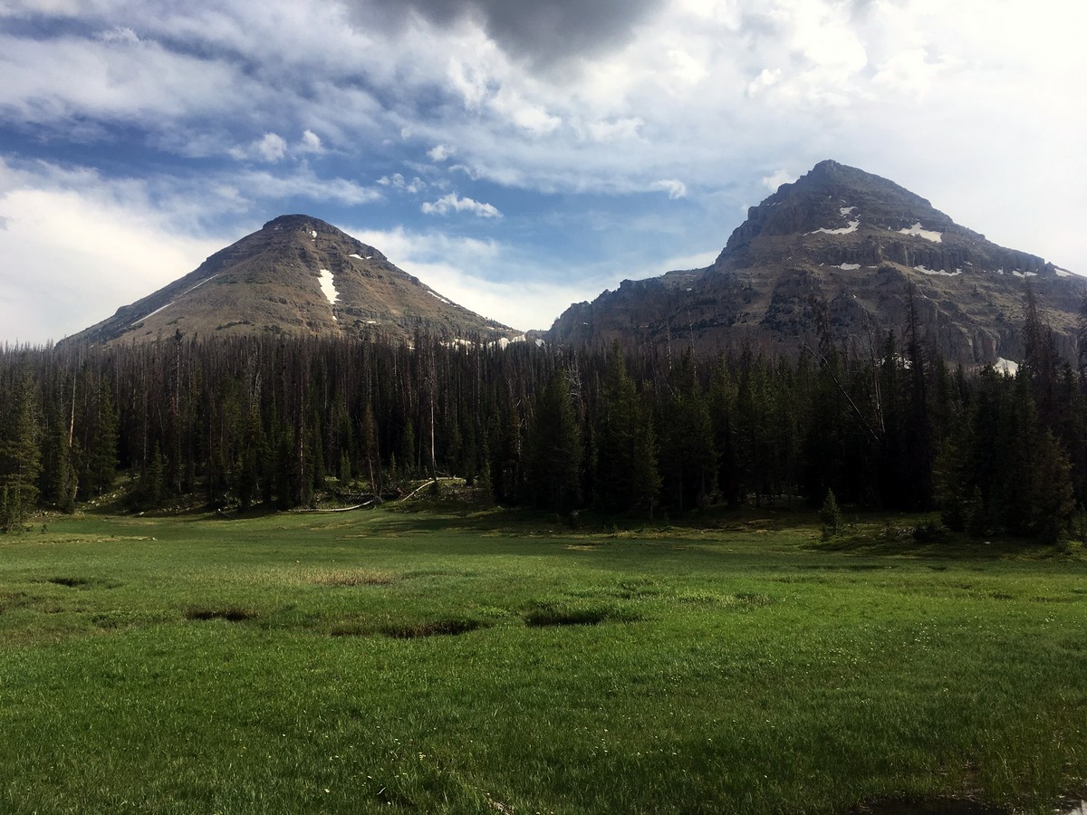 View of the Mount Marsell on the Lofty Lakes Loop hike in the Uinta Mountains, Utah