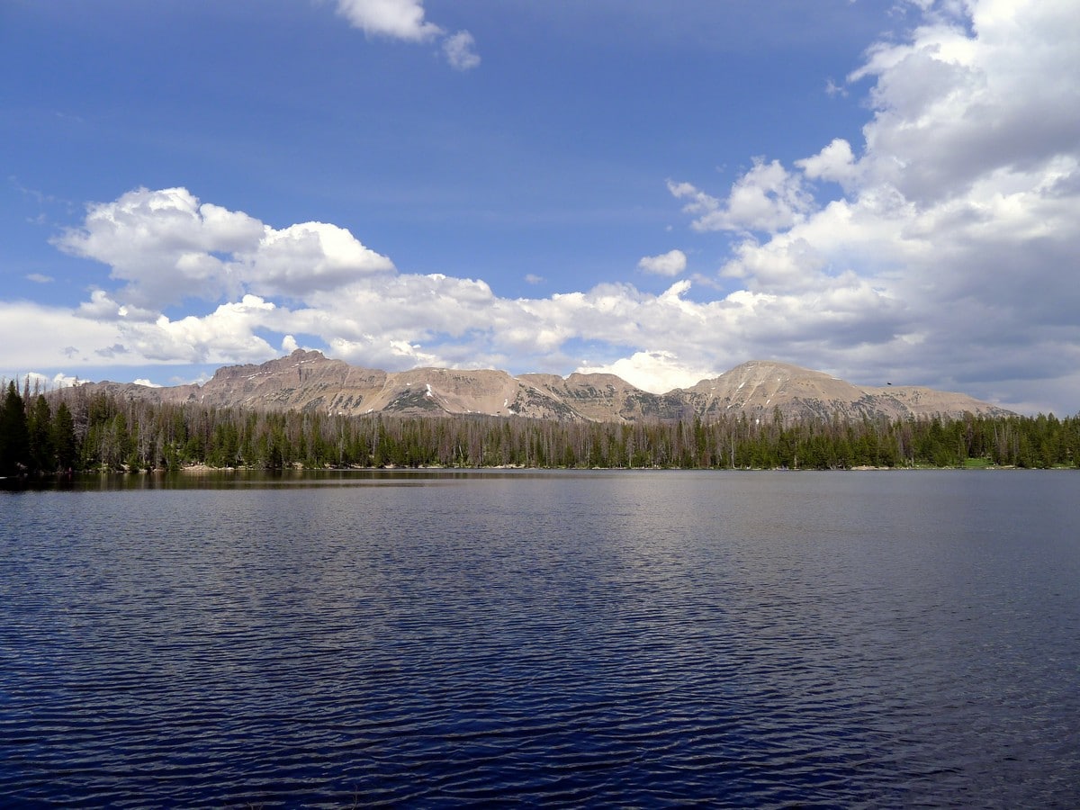 Mount Agassiz can be seen from Shoreline Trail in Uinta Mountains, Utah