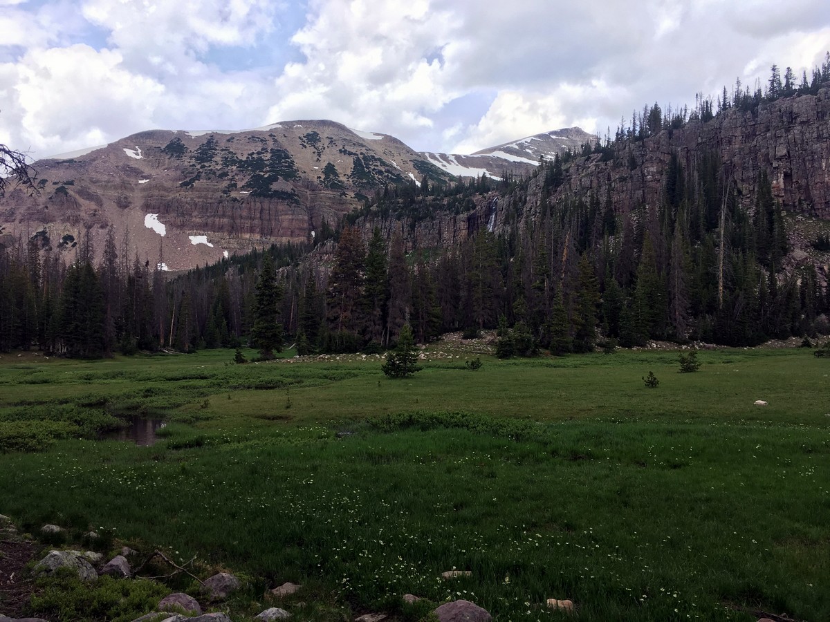 Packard Lake trail takes through the meadows of Uinta Mountain National Park