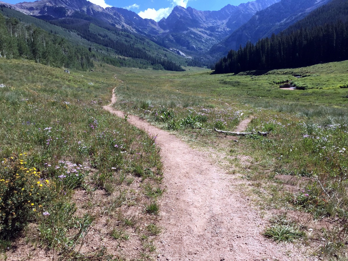 View of the valley on the Upper Piney River Falls Trail Hike near Vail, Colorado