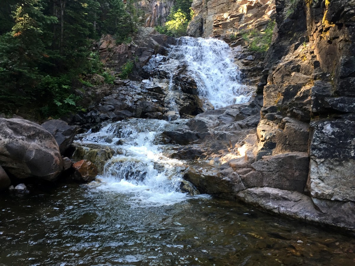 Small waterfall on the Booth Falls Trail Hike near Vail, Colorado