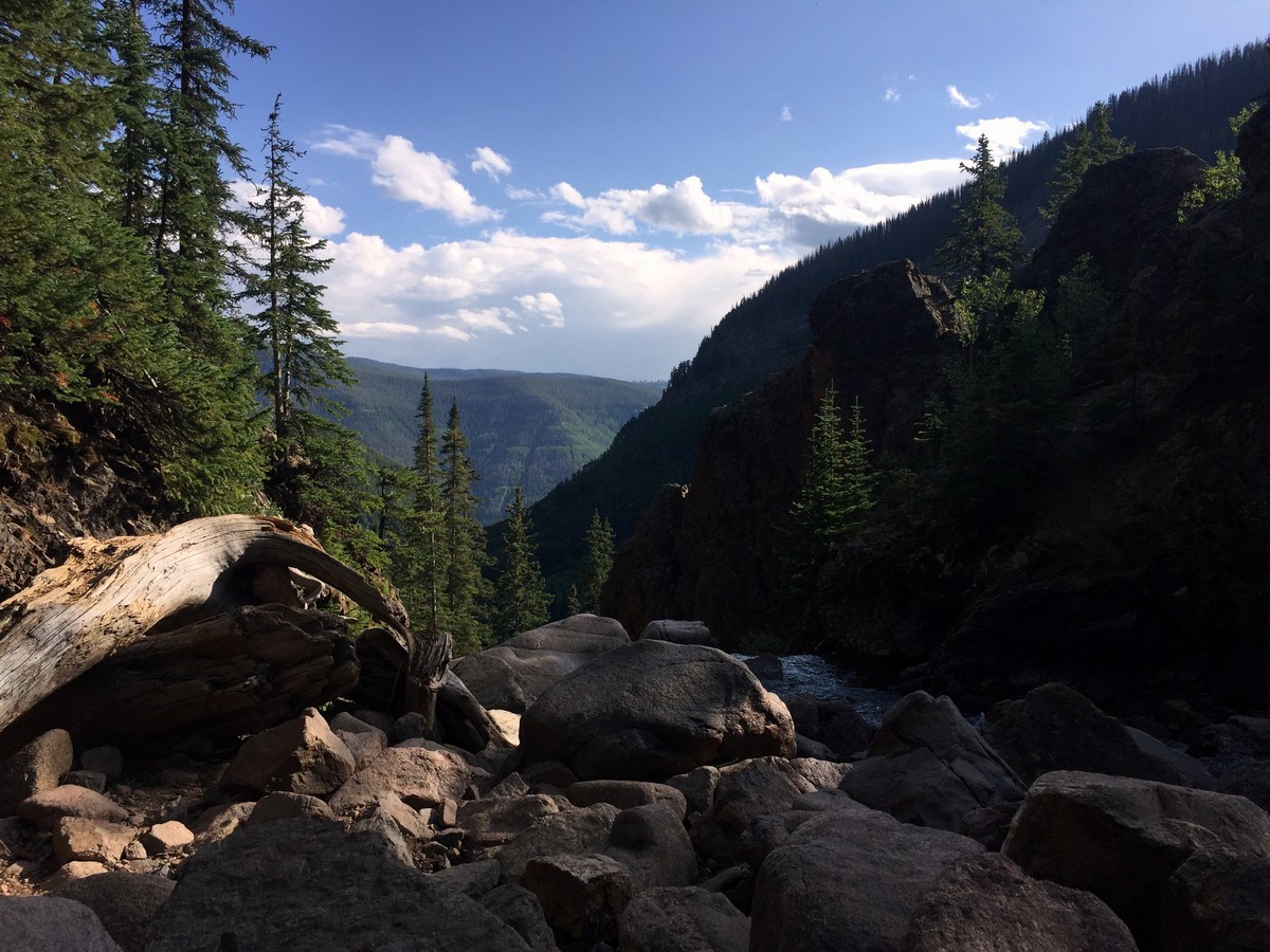 View from the top of the Booth Falls Trail Hike near Vail, Colorado