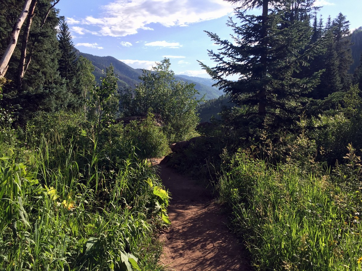 Hiking down on the Booth Falls Trail Hike near Vail, Colorado