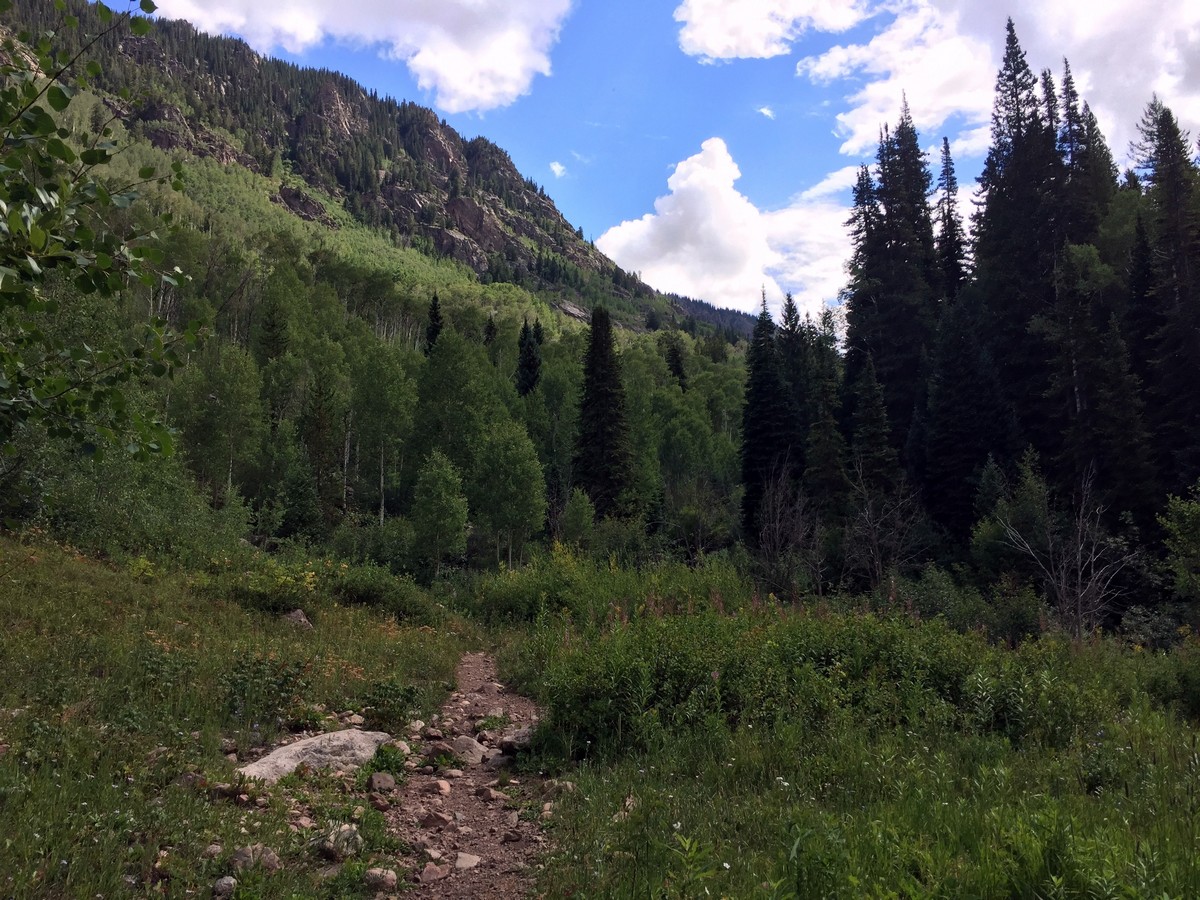 Trail before entering the pine coverage on the Gore Lake Trail Hike near Vail, Colorado