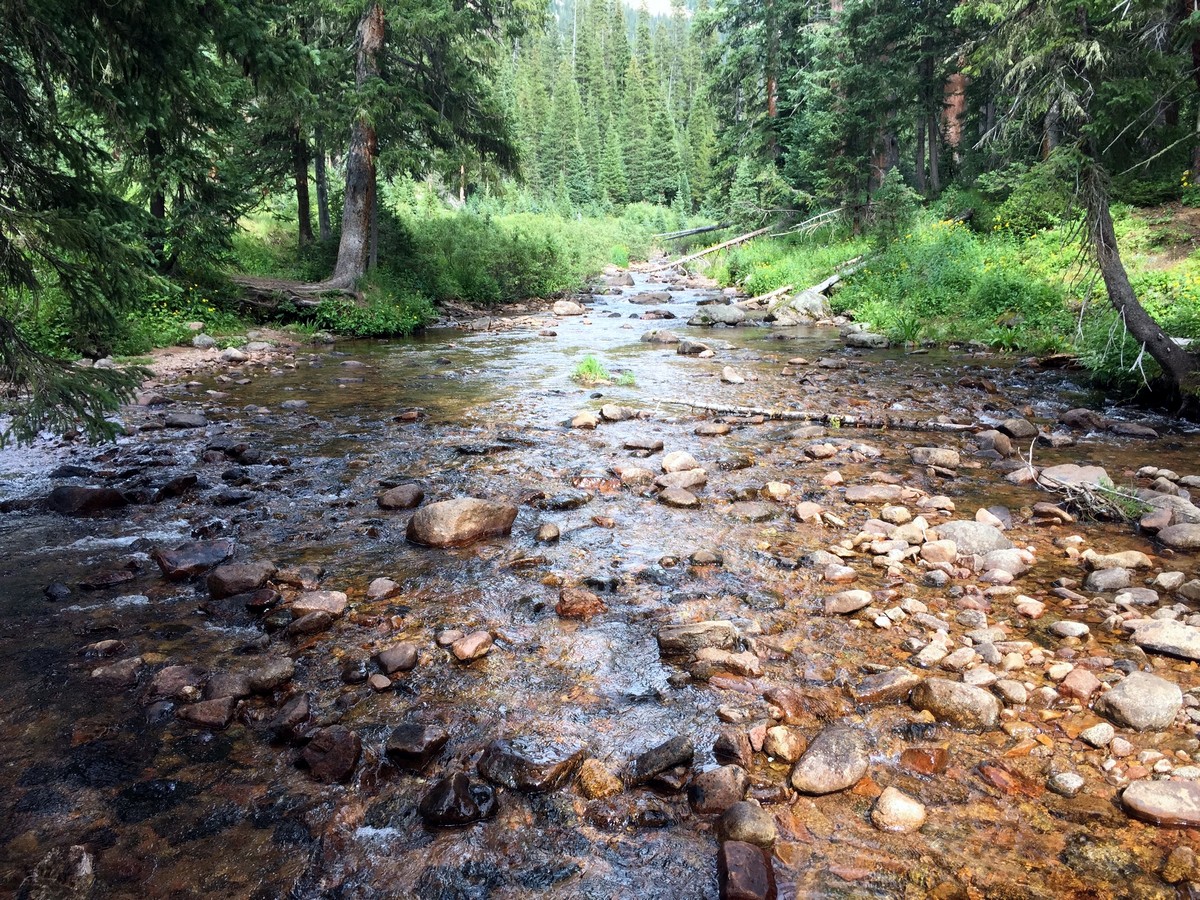 Creek before the steep section on the Gore Lake Trail Hike near Vail, Colorado