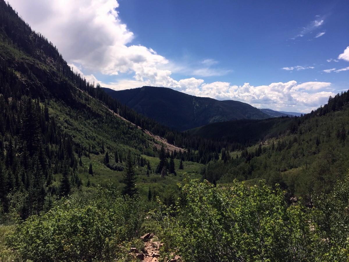 View of the valley from the Bighorn Creek Trail Hike near Vail, Colorado
