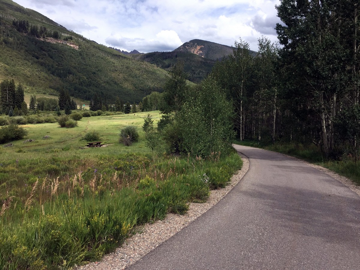 Path through open meadow on the Gore Valley Trail (East Vail) Hike near Vail, Colorado