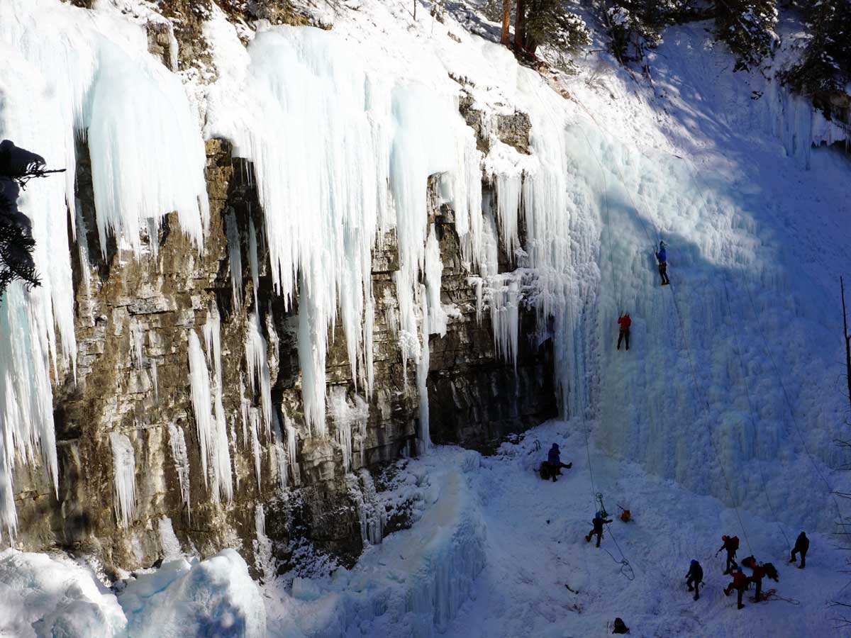 Johnston Canyon is popular among ice climbers
