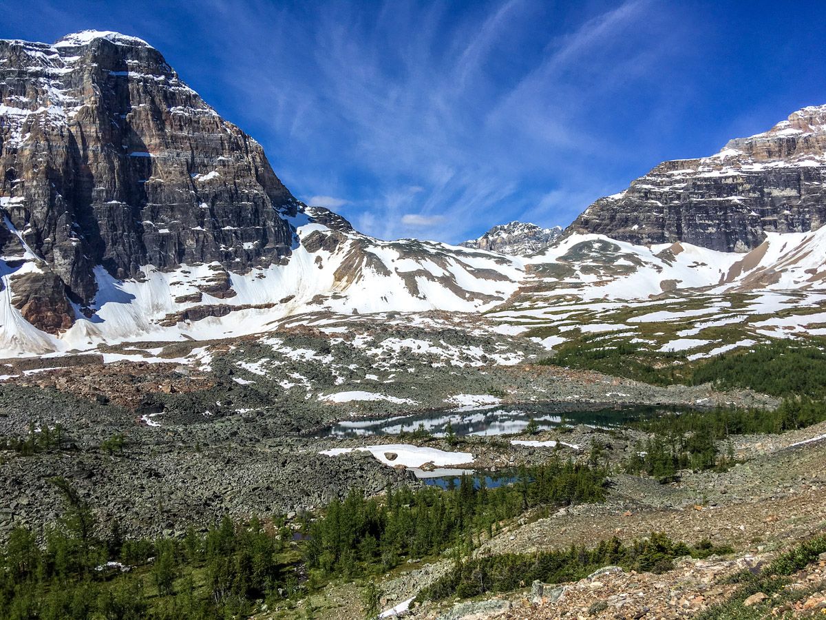 Eiffel Lake and Wenkchemna Pass Hike in Lake Louise has amazing mountain views