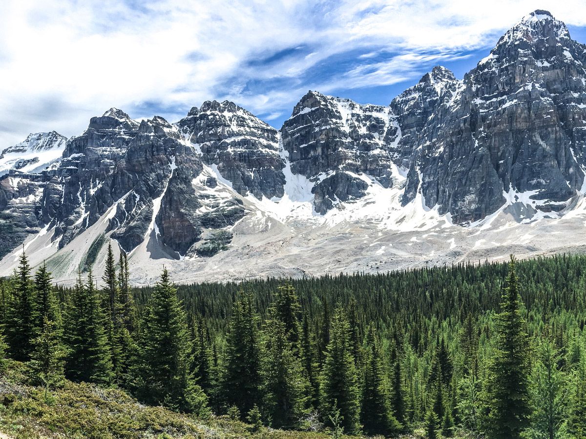 Beautiful scenery of the Eiffel Lake and Wenkchemna Pass Hike near Lake Louise, Banff National Park, Alberta