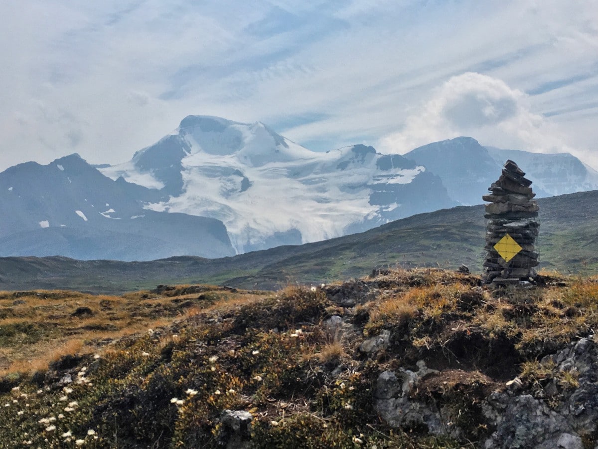 Cairn on Mt Athabasca on the Wilcox Pass Hike from the Icefields Parkway near Banff National Park