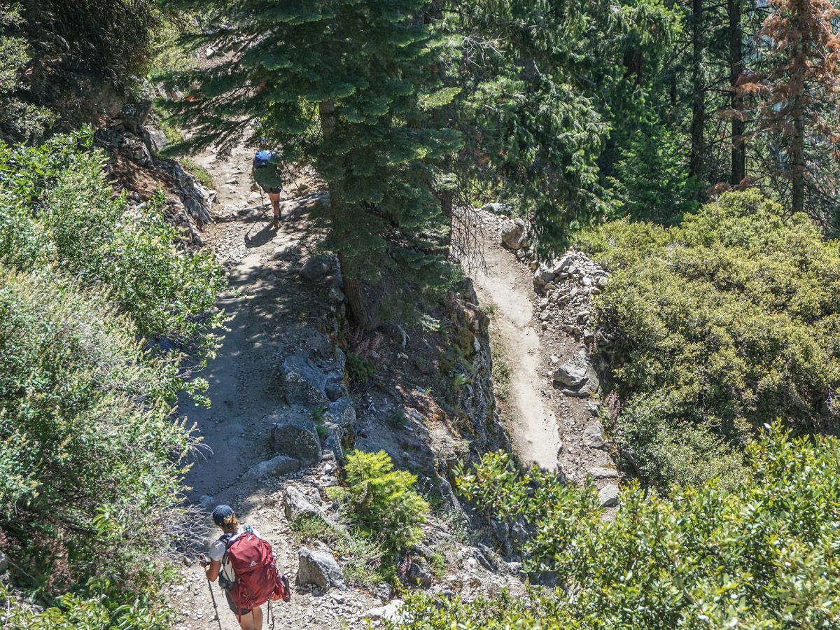 Woman hiking at Yosemite Boot Route Hike in Yosemite National Park