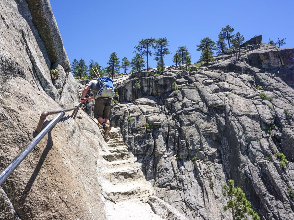 Rocky stairs on the Yosemite Falls Hike in Yosemite National Park, California