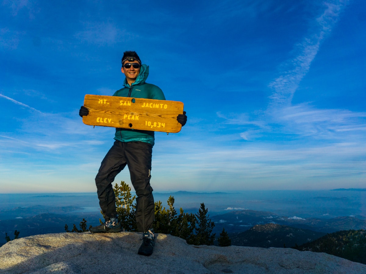 San Jacinto peak summit sign on the Pacific Crest Trail