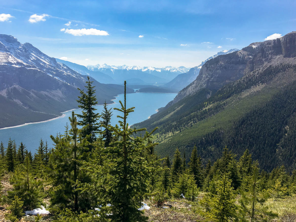 Views from Aylmer Lookout on Lake Minnewanka backpacking trail in Banff National Park