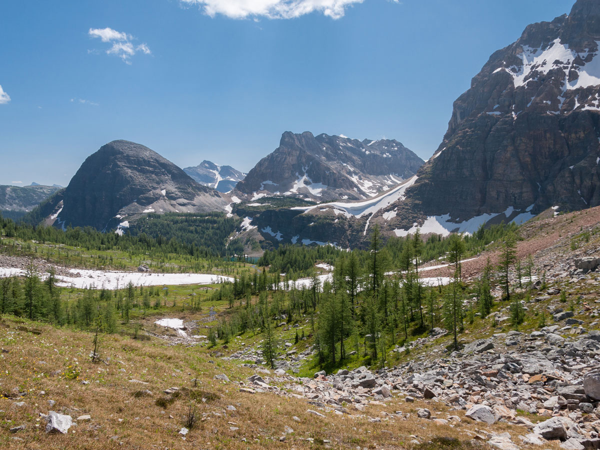 Great panorama from Gibbon, Whistling, and Healy Pass backpacking trail in Banff National Park