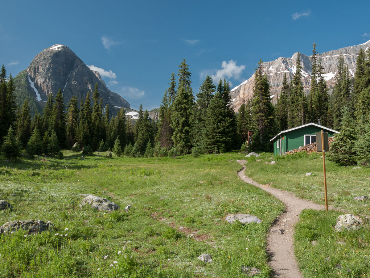 Egypt Lake Hut and Campsite on Gibbon, Whistling, and Healy Pass backpacking trail in Banff National Park