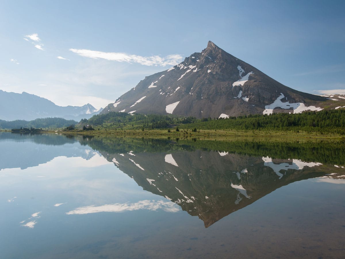 Brachiopod Mountain on Baker Lake and the Skoki Region backpacking trail in Banff National Park