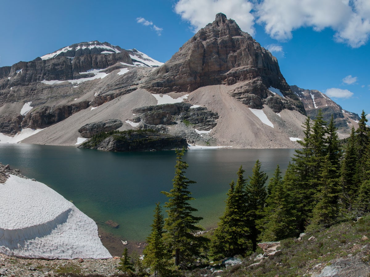 Mummy Lake on Gibbon, Whistling, and Healy Pass backpacking trail in Banff National Park