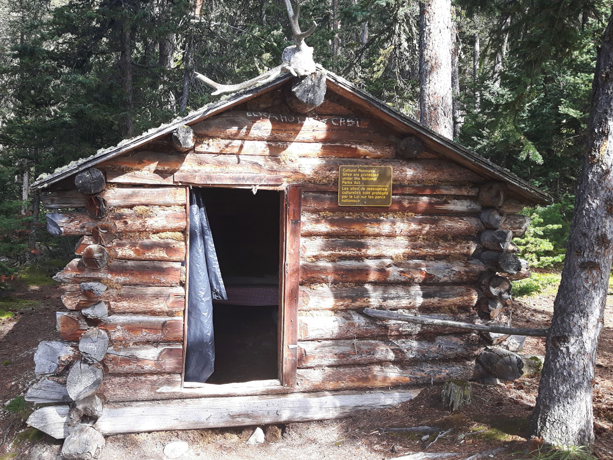 Cabin along Glacier Lake Backpacking trail in Banff National Park
