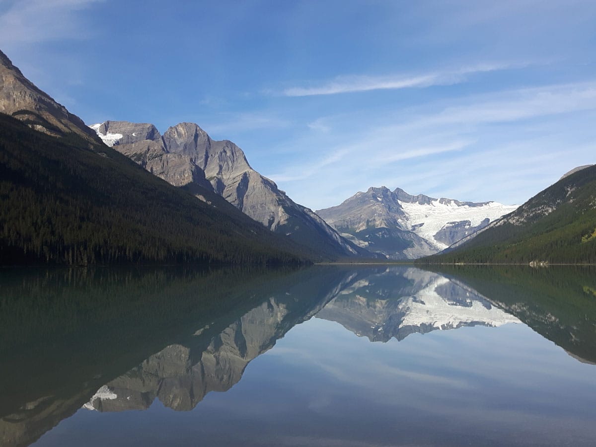 Lake views on Glacier Lake Backpacking trail in Banff National Park