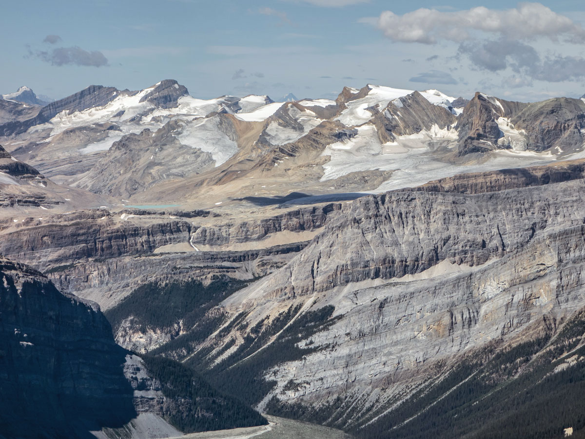 Many peaks along the Wapta Icefield on Little Hector scramble in Banff National Park