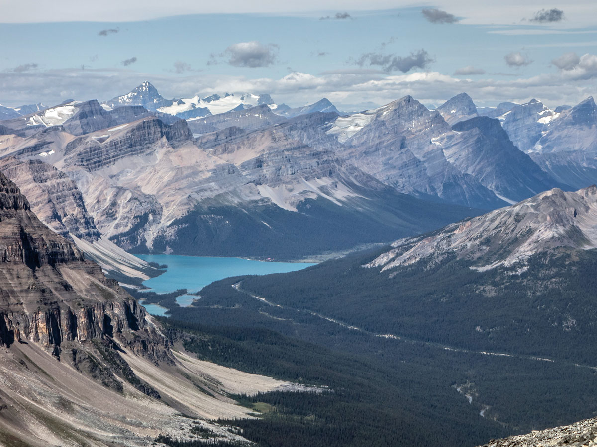 Bow Lake view from Little Hector scramble in Banff National Park
