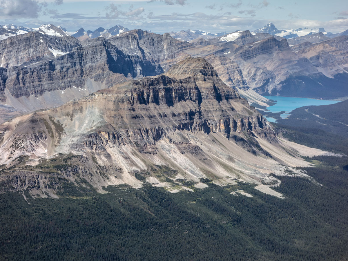 Bow Peak and Bow Lake on Little Hector scramble in Banff National Park