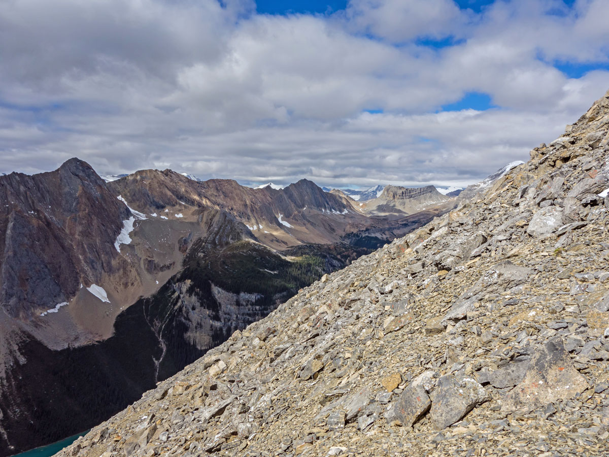 Steep ascent on Paget Peak scramble in Banff National Park