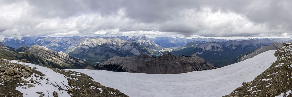Panorama to the east on Mount Bourgeau scramble in Banff National Park