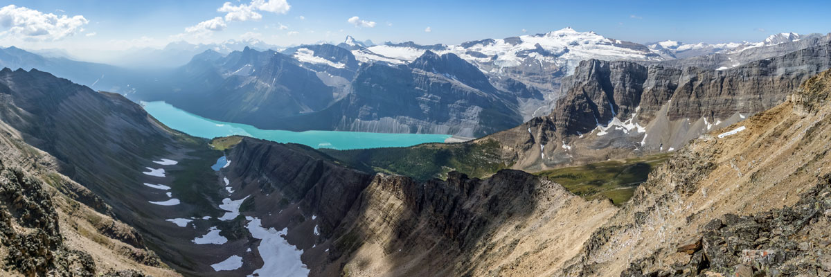 View southwest from the summit of Bow Peak scramble in Banff National Park
