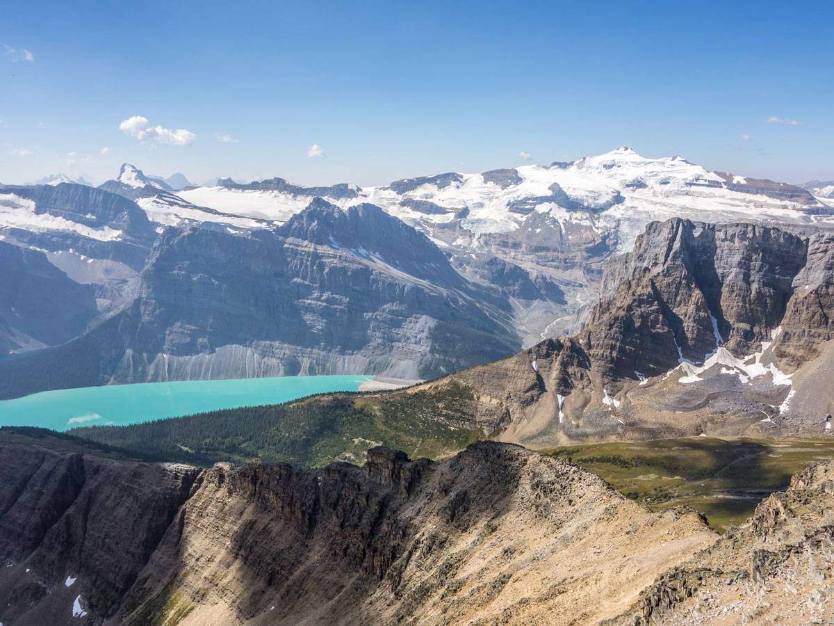 Mount Balfour with Hector Lake from Bow Peak scramble in Banff National Park