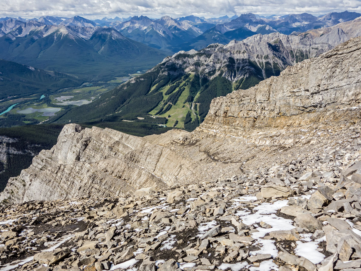 Trail view on Cascade Mountain scramble in Banff National Park