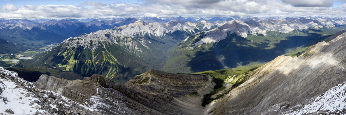Summit panorama to the west of Cascade Mountain scramble in Banff National Park