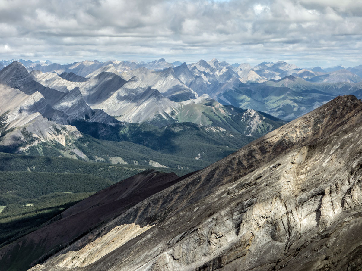 Pretty view from the summit on Cascade Mountain scramble in Banff National Park
