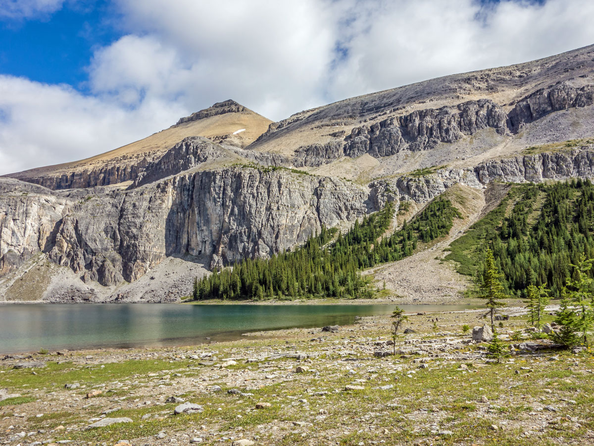Trail upon Rockbound Lake on Helena Ridge scramble in Banff National Park