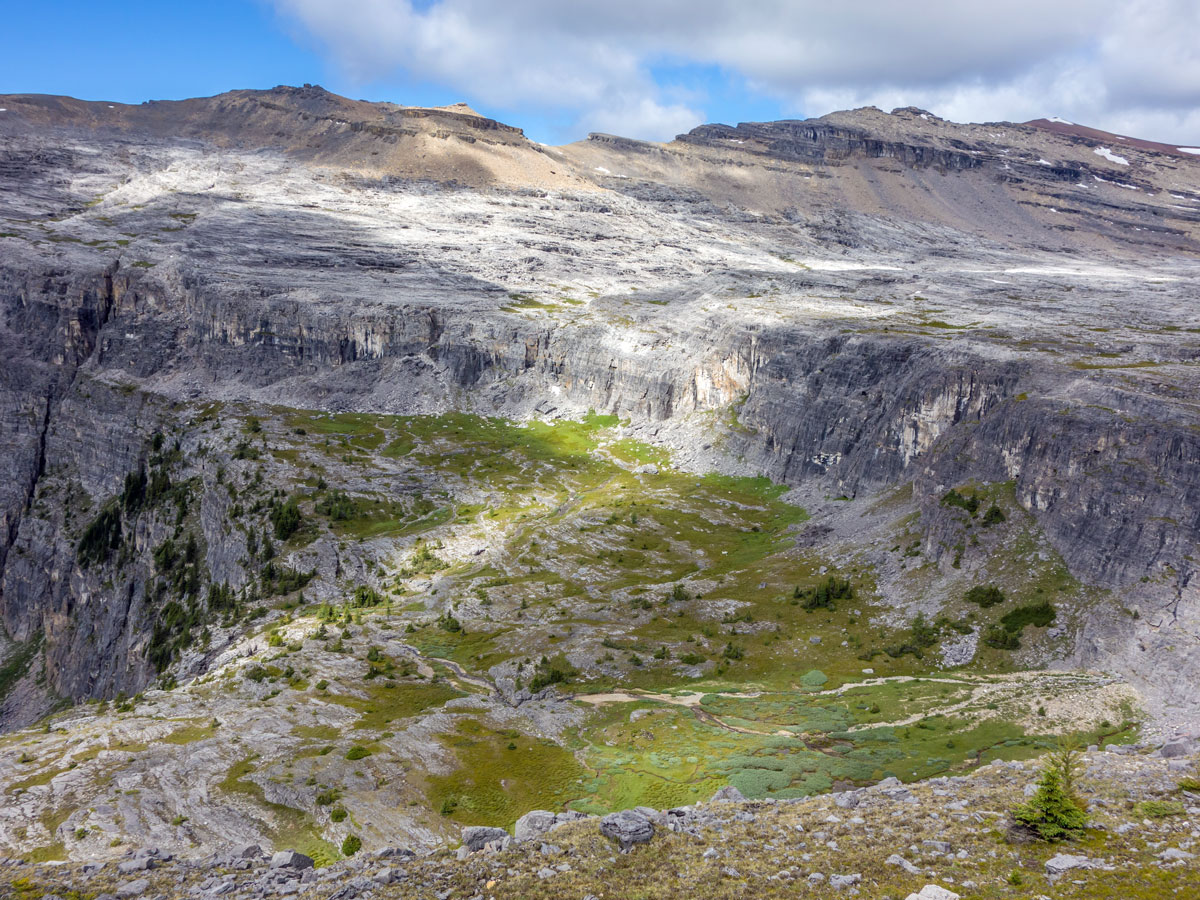 Plateau above Rockbound Lake on Helena Ridge scramble in Banff National Park